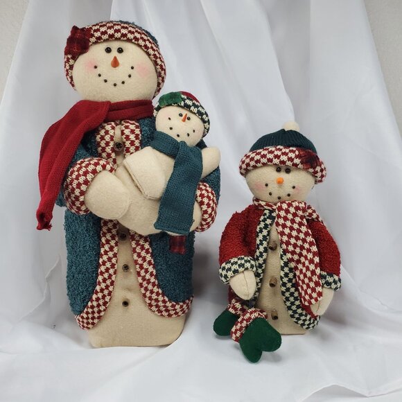 Snowman Family Plush Decor Set With Baby & Child weighted bottoms - Picture 15 of 16